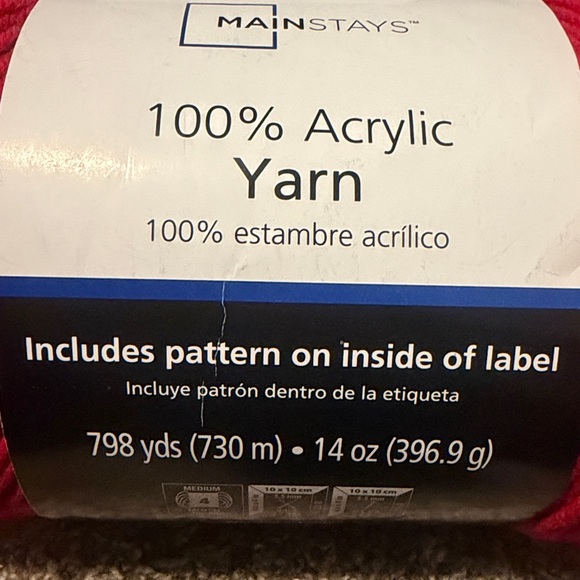 2 large unused skeins of Mainstays Acrylic Yarn (one black, one red) - Picture 2 of 4